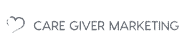Logo with a simple heart outline on the left and the text "CARE GIVER MARKETING" in uppercase letters on the right.